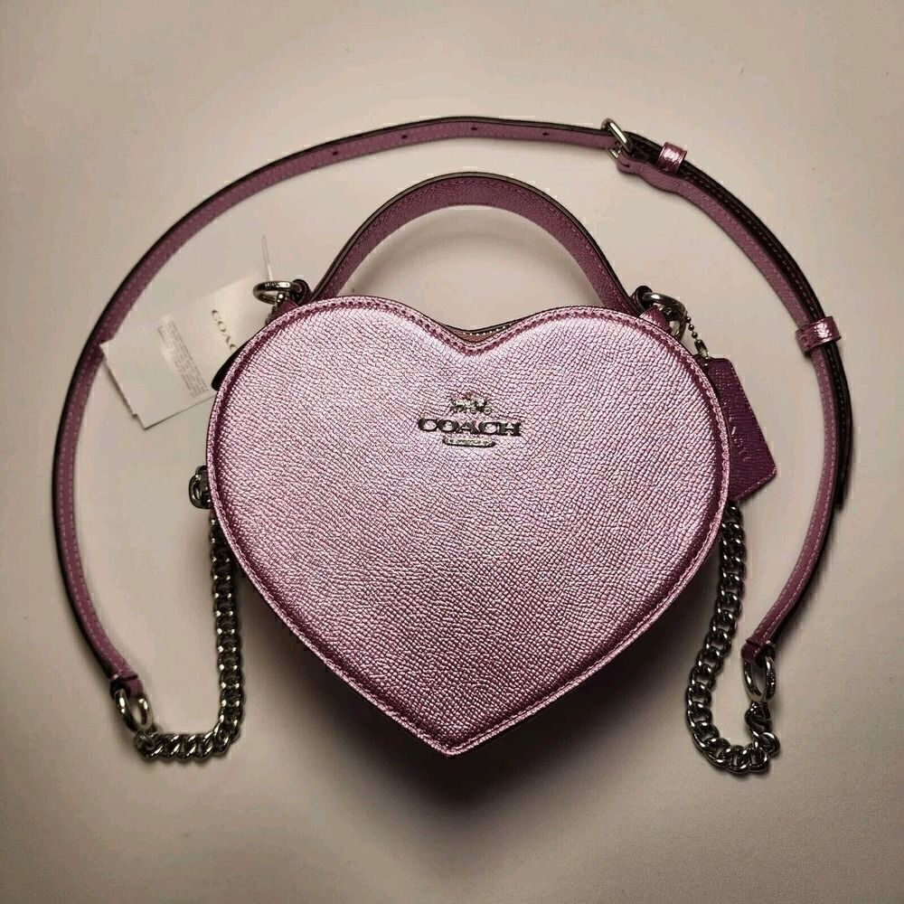 NWT COACH CP020 Heart Crossbody Metallic Lilac Pink - Picture 2 of 8